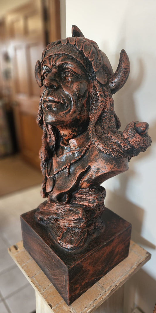 Cast Iron American Indian Sculpture