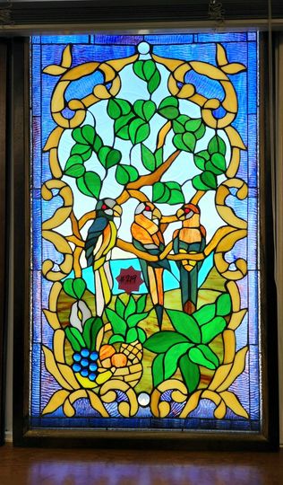 Beautiful Framed Stained Glass - 3 Birds