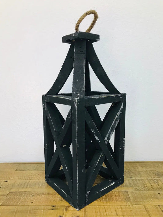 Tall Black Wood Lantern