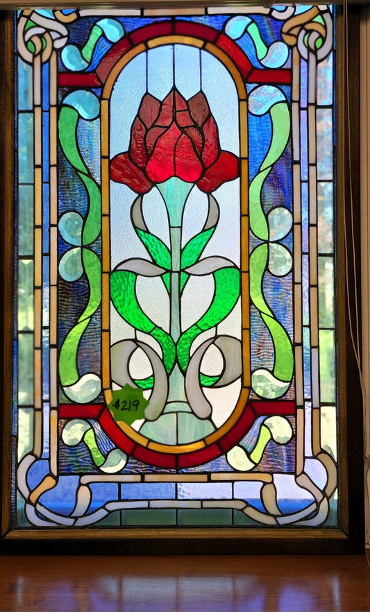 Beautiful Framed Stained Glass - Rose
