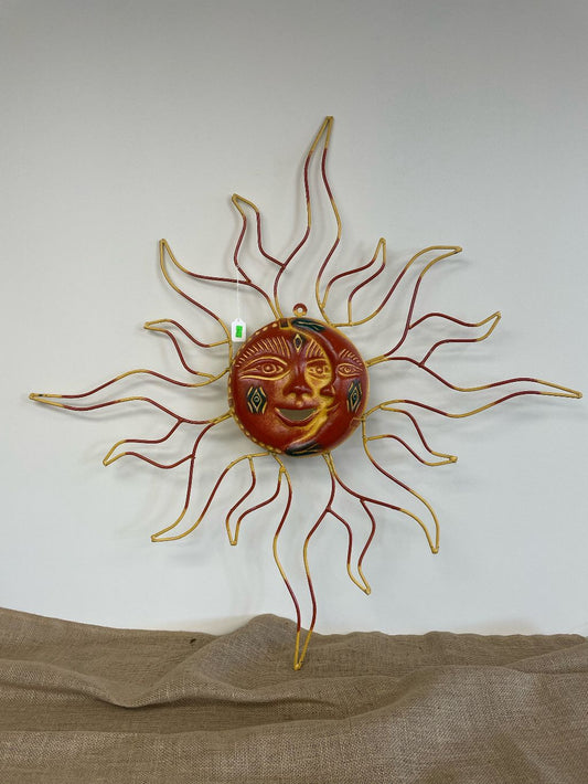 Smiling Sun/Moon Terracotta Orange Hanging decor