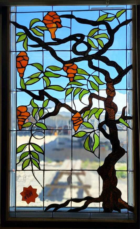 Beautiful Framed Stained Glass - Tree